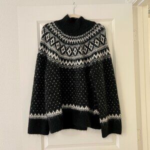 GAP Black Fair Isle Mock Neck Sweater